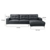 Moa 2pc Sectional Sofa w RAF Chaise Chrome Legs Black Full Leather BM332415