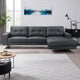 Moa 2pc Sectional Sofa w RAF Chaise, Chrome Legs, Black Full Leather