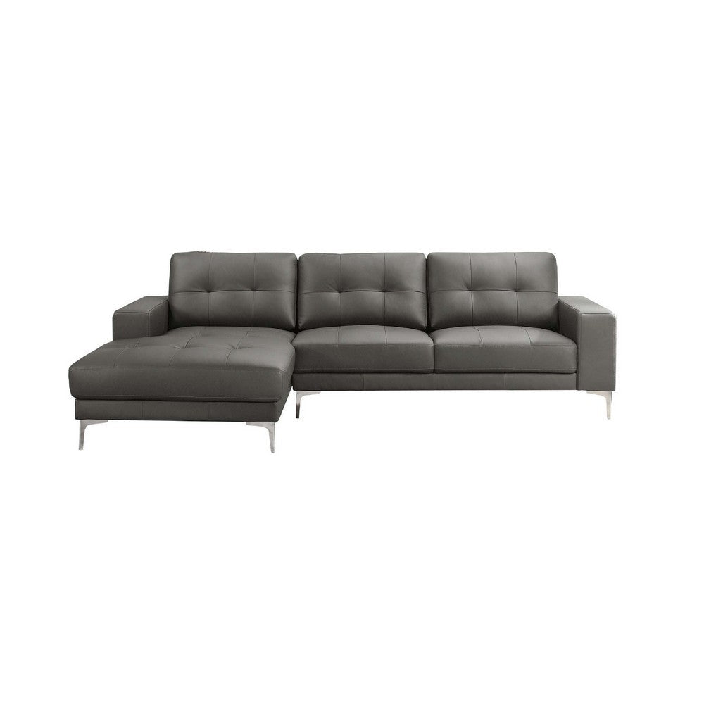 Moa 2pc Sectional Sofa w RAF Chaise Anthracite Gray Full Leather BM332416