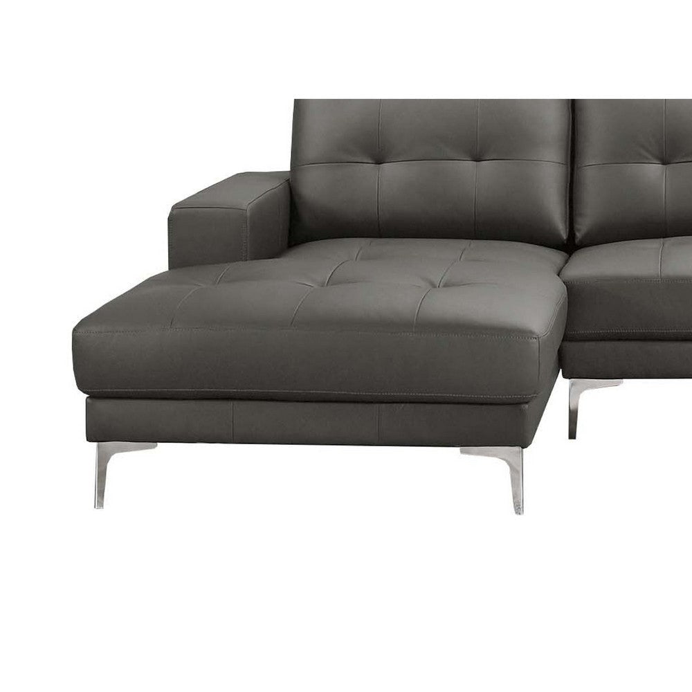 Moa 2pc Sectional Sofa w RAF Chaise Anthracite Gray Full Leather BM332416