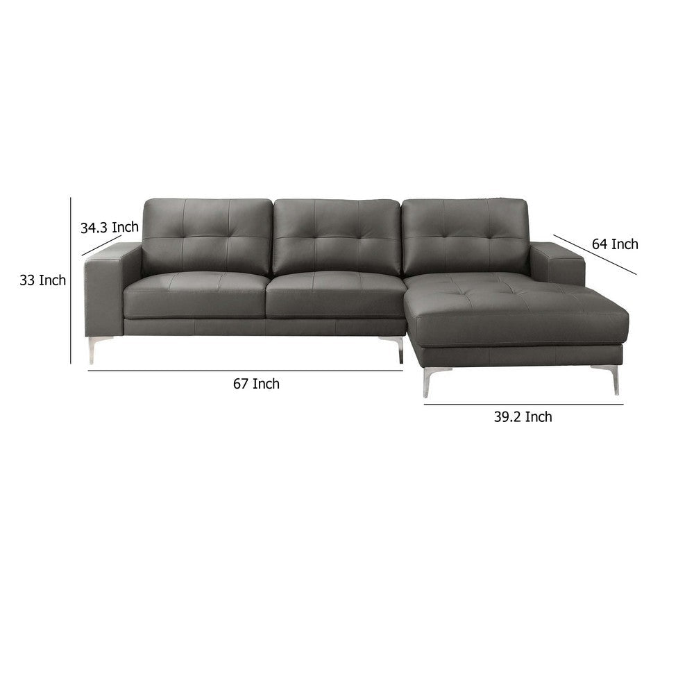 Moa 2pc Sectional Sofa w RAF Chaise Anthracite Gray Full Leather BM332416