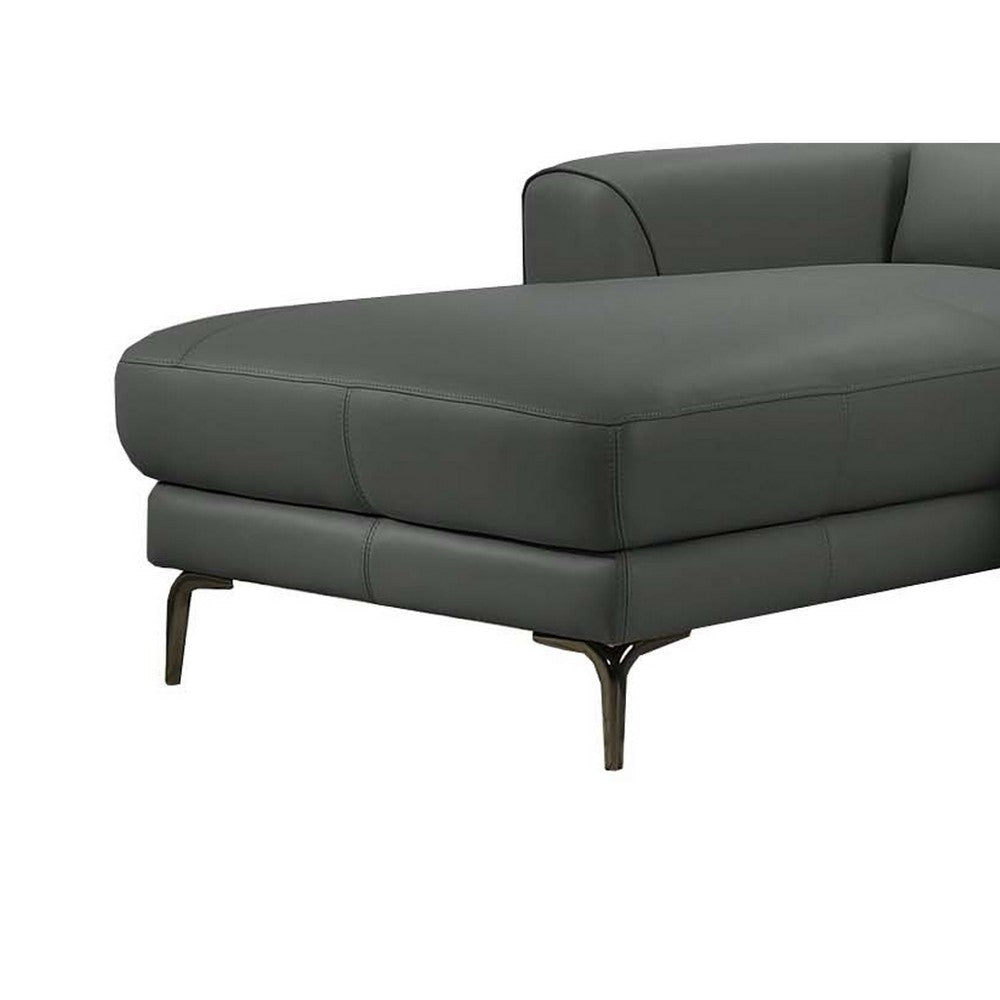 Hena 2pc Sectional Sofa w RAF Chaise Modern Style Gray Full Leather BM332417