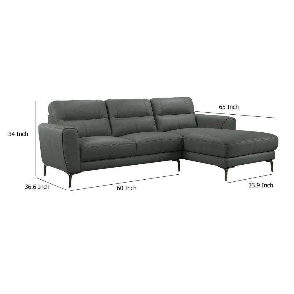 Hena 2pc Sectional Sofa w RAF Chaise Modern Style Gray Full Leather BM332417