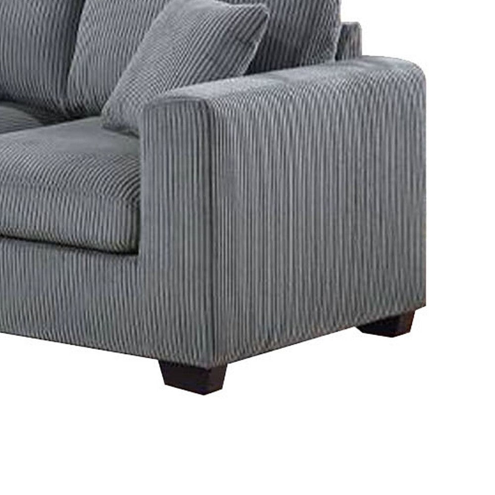 Jesica 2pc Loveseat n Sofa Set 2 Accent Pillows Gray Corduroy Fabric BM332419