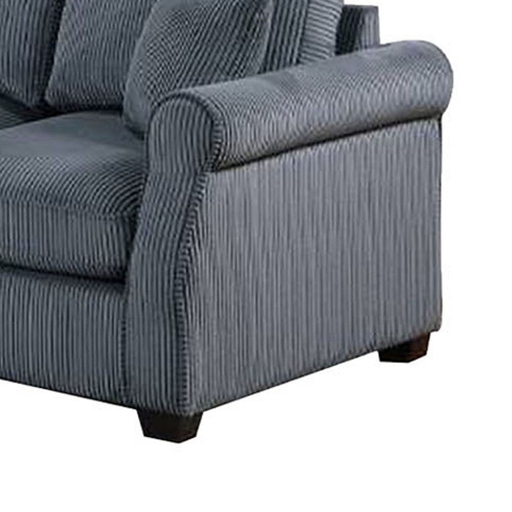 Jesica 2pc Loveseat n Sofa Set 2 Pillows Dark Gray Corduroy Fabric BM332421