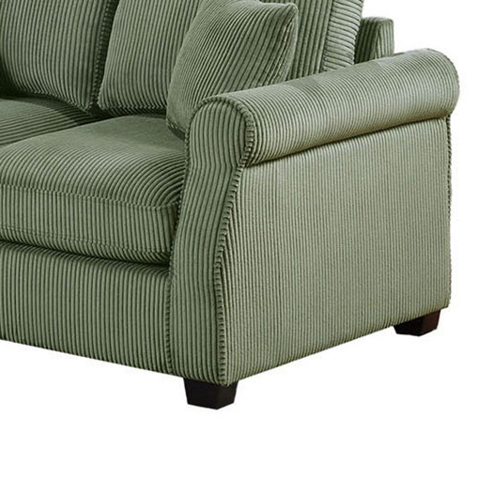 Jesica 2pc Loveseat n Sofa Set 2 Pillows Sage Green Corduroy Fabric BM332422