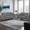 Rena 2pc Sofa and Loveseat Set, 2 Pillows, Dark Gray Burlap Fabric