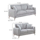 Rena 2pc Sofa and Loveseat Set 2 Pillows Light Gray Burlap Fabric BM332424