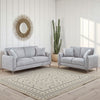 Rena 2pc Sofa and Loveseat Set, 2 Pillows, Light Gray Burlap Fabric