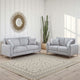 Rena 2pc Sofa and Loveseat Set, 2 Pillows, Light Gray Burlap Fabric