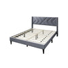 Reno Queen Size Bed Modern X Channel Tufted Gray Velvet Upholstery BM332425