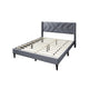 Reno Queen Size Bed Modern X Channel Tufted Gray Velvet Upholstery BM332425