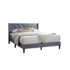 Reno Queen Size Bed Modern X Channel Tufted Gray Velvet Upholstery BM332425