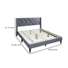 Reno Queen Size Bed Modern X Channel Tufted Gray Velvet Upholstery BM332425