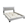 Zemo Queen Size Bed LED Headboard Tufted Light Gray Wool Upholstery