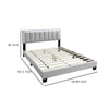 Zemo Queen Size Bed LED Headboard Tufted Light Gray Wool Upholstery