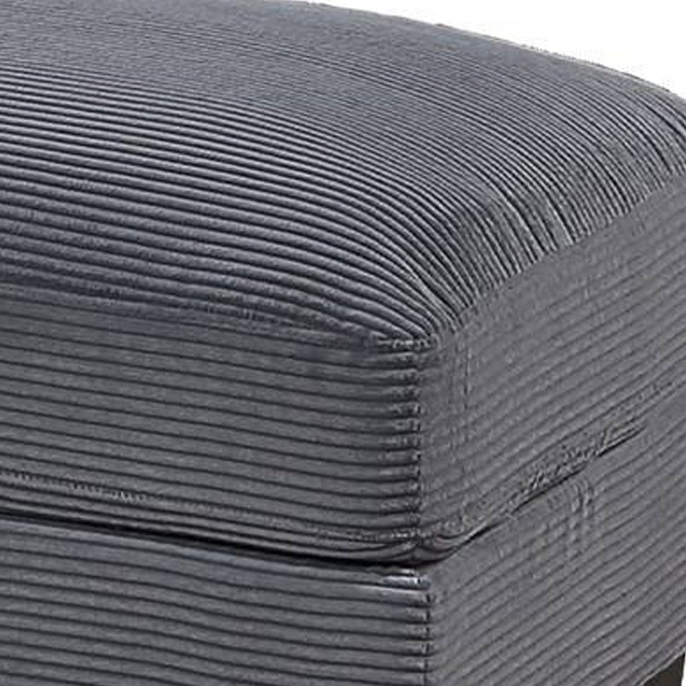 Lomi Cocktail Ottoman Dark Gray Corduroy Black Legs 45 x 28 Inch BM332441