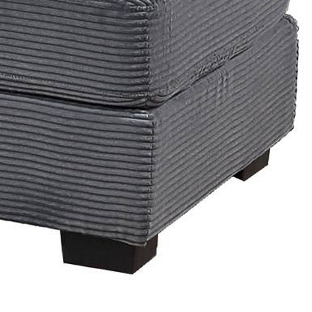 Lomi Cocktail Ottoman Dark Gray Corduroy Black Legs 45 x 28 Inch BM332441