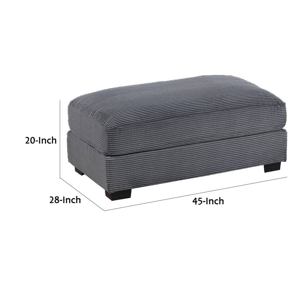 Lomi Cocktail Ottoman Dark Gray Corduroy Black Legs 45 x 28 Inch BM332441