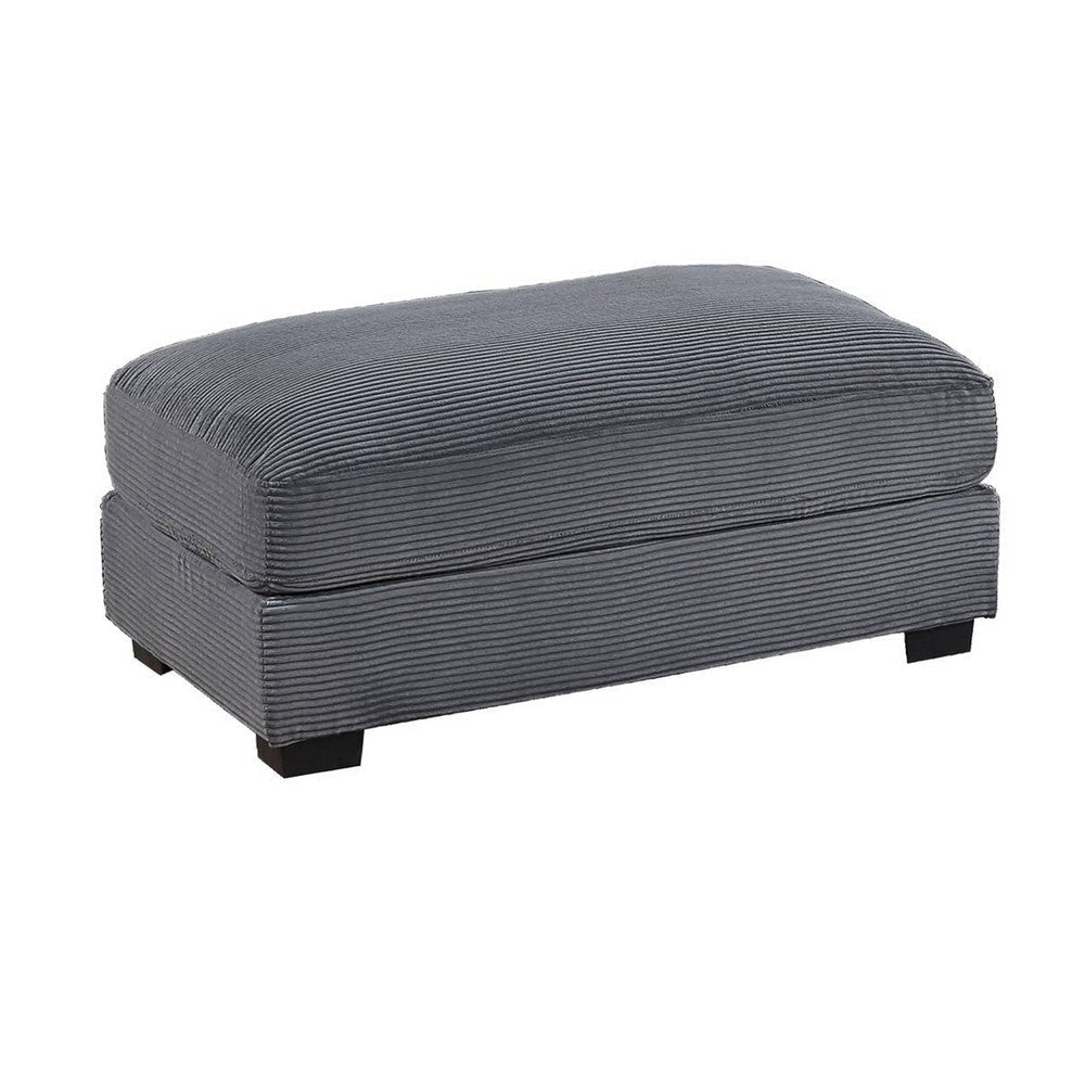 Lomi Cocktail Ottoman, Dark Gray Corduroy, Black Legs, 45 x 28 Inch