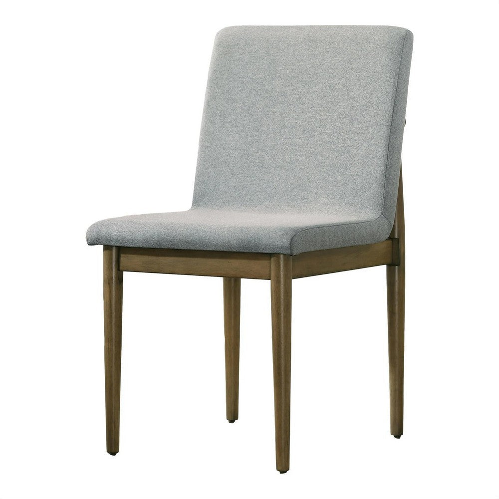 Heln 7pc Dining Table and Chair Set Light Gray Fabric Natural Brown BM332451