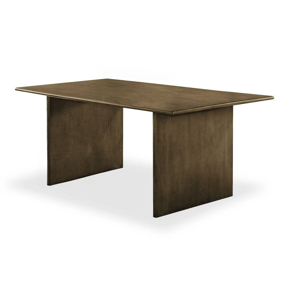 Heln 7pc Dining Table and Chair Set Light Gray Fabric Natural Brown BM332451