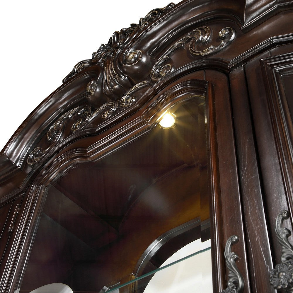 Eva Buffet China Cabinet with Hutch Baroque Cherry Brown 87 Inch BM332453
