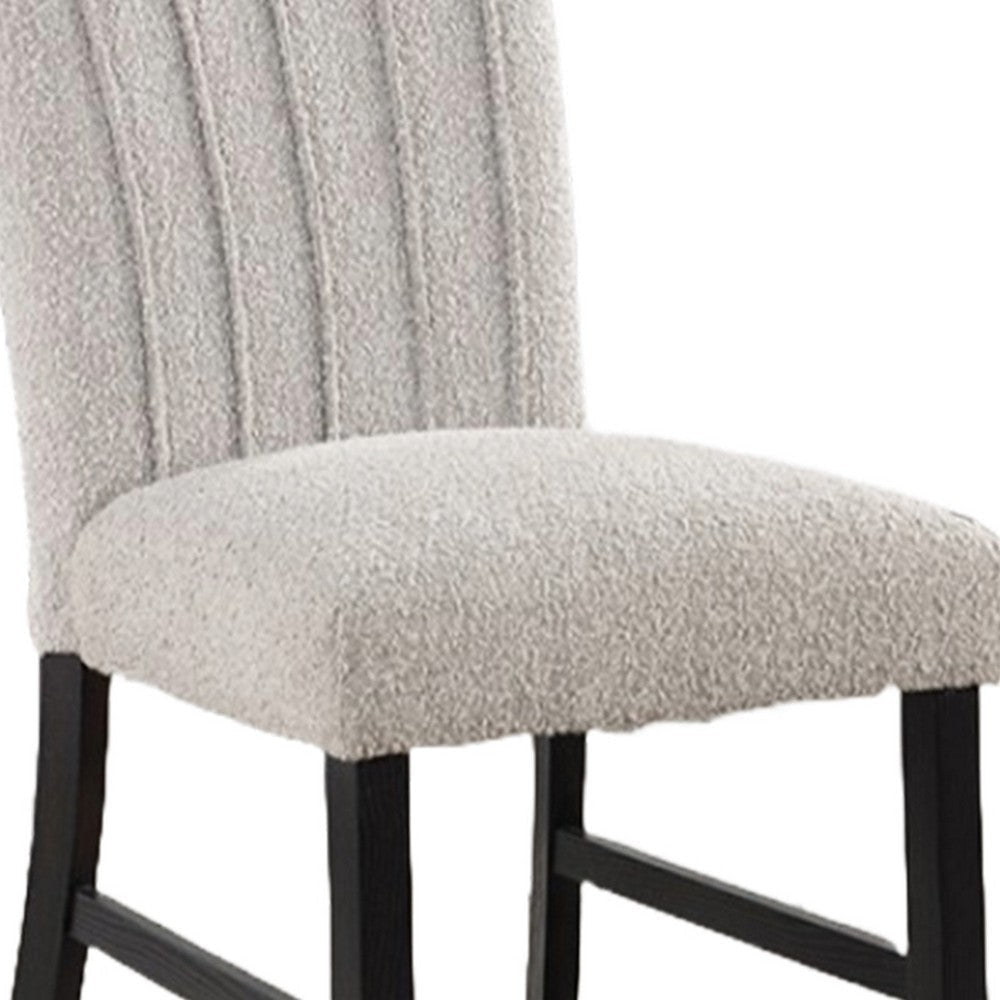 Reo Dining Side Chair Set of 2 Vertical Tufted Gray Boucle Black BM332456