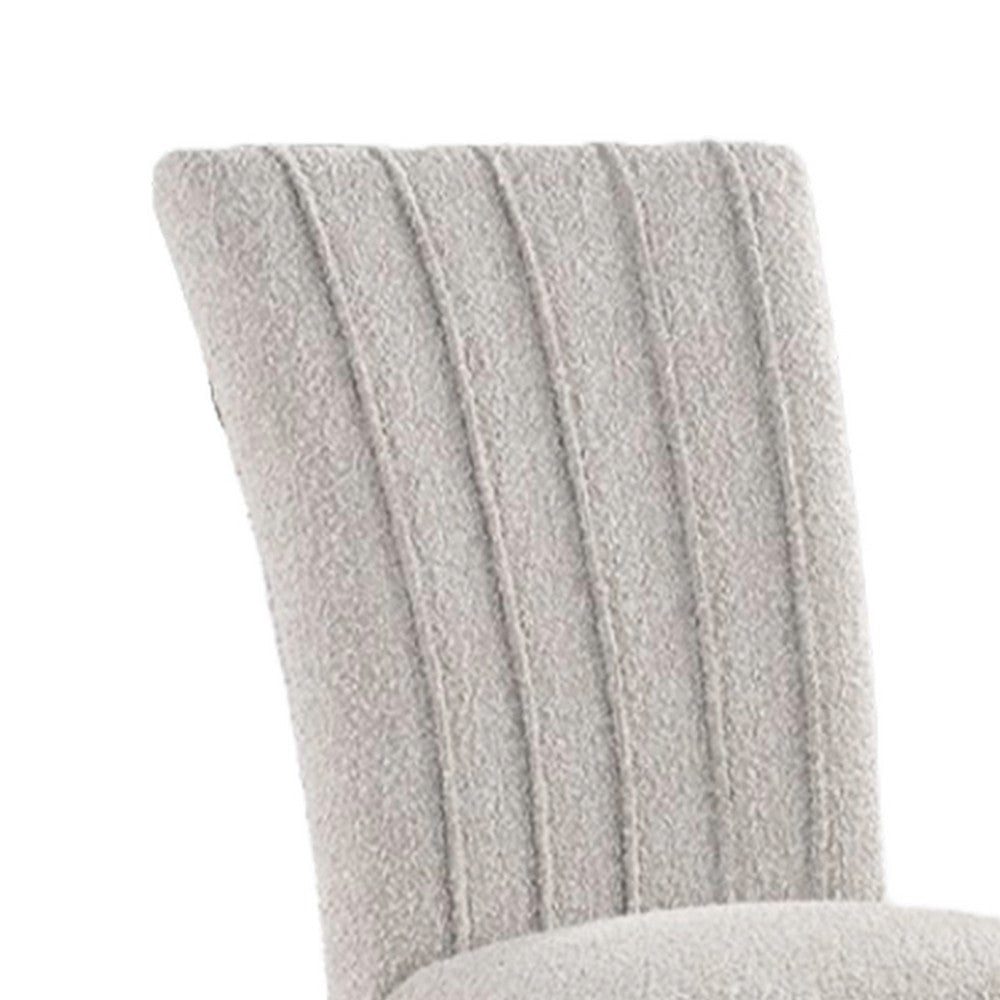 Reo Dining Side Chair Set of 2 Vertical Tufted Gray Boucle Black BM332456