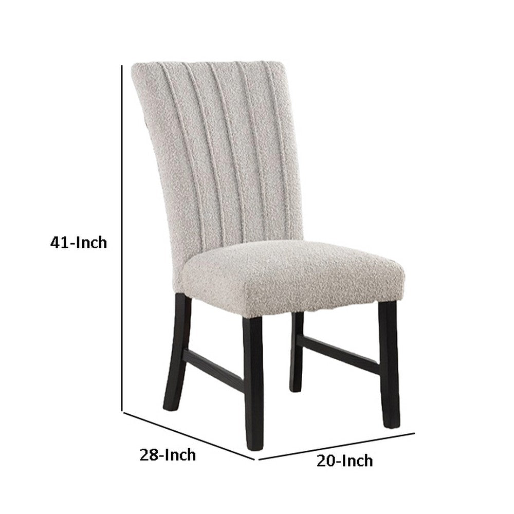 Reo Dining Side Chair Set of 2 Vertical Tufted Gray Boucle Black BM332456