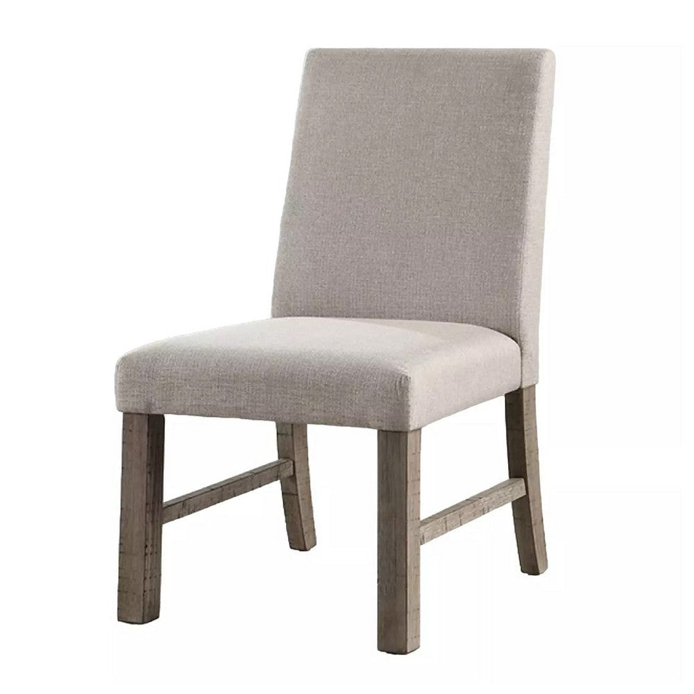 Genu 7pc Dining Table and Chair Set 66-84 Extendable Top Gray Fabric BM332458
