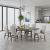 Genu 7pc Dining Table and Chair Set, 66-84 Extendable Top, Gray Fabric