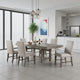 Genu 7pc Dining Table and Chair Set, 66-84 Extendable Top, Gray Fabric