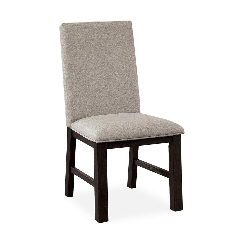 Renu 7pc Dining Table and Chair Set 72 Inch Top Gray Linen Black BM332459
