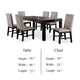 Renu 7pc Dining Table and Chair Set 72 Inch Top Gray Linen Black BM332459