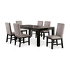 Renu 7pc Dining Table and Chair Set, 72 Inch Top, Gray Linen, Black