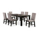 Renu 7pc Dining Table and Chair Set, 72 Inch Top, Gray Linen, Black