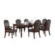 Eva 7pc Dining Table and Chair Set, Brown Faux Leather, 72-93 Inch