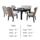 Bega 6pc Dining Table Bench Wingback Chair Set Beige Black Wood BM332462