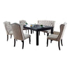 Bega 6pc Dining Table, Bench, Wingback Chair Set, Beige, Black Wood