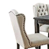 Bega 7pc Dining Table and Wingback Chair Set Beige Linen Black Wood BM332463