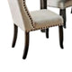Bega 7pc Dining Table and Wingback Chair Set Beige Linen Black Wood BM332463