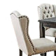 Bega 9pc Dining Table and Wingback Chair Set Beige Linen Black Wood BM332464