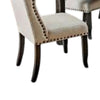 Bega 9pc Dining Table and Wingback Chair Set Beige Linen Black Wood BM332464