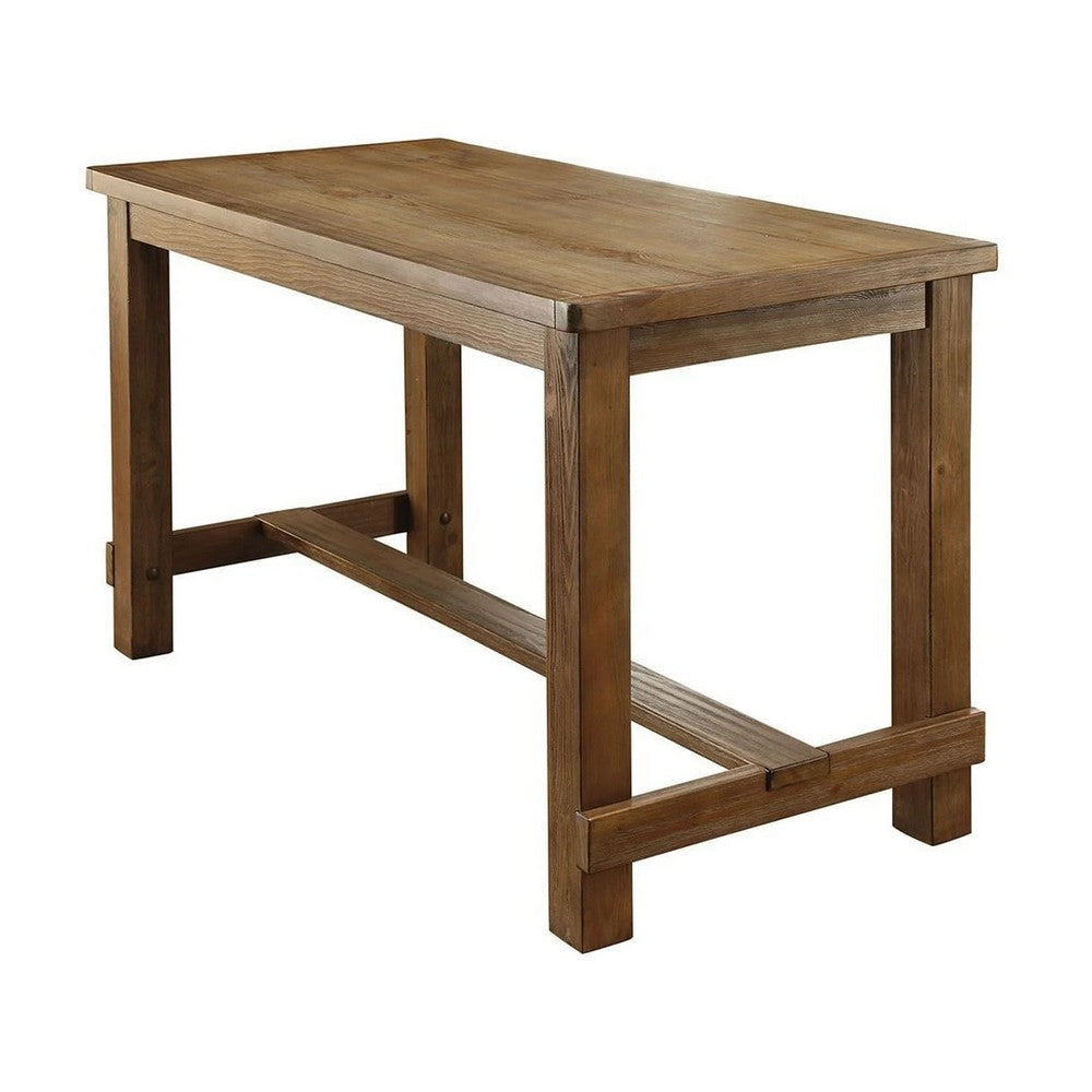 Bega 5pc Bar Height Table and Chair Set Ivory Linen Rustic Oak Wood BM332465