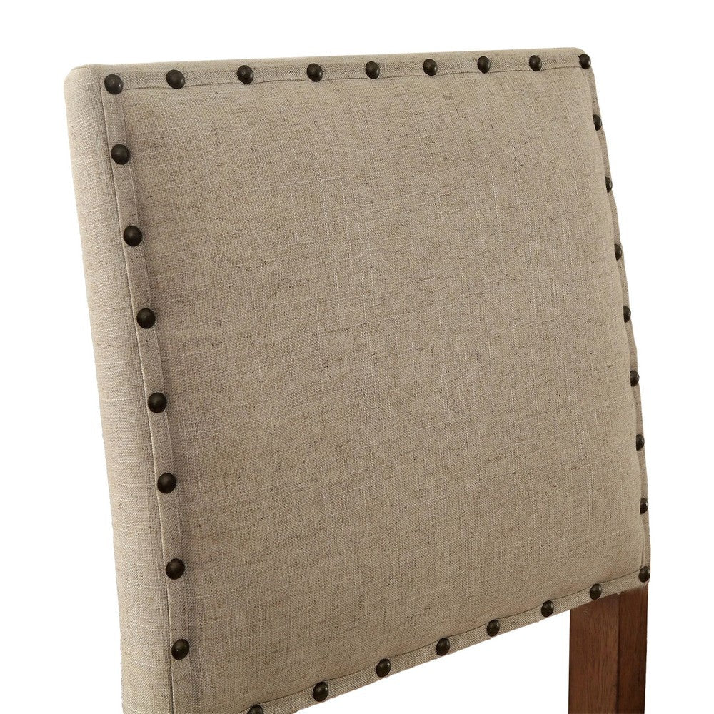 Bega 5pc Bar Height Table and Chair Set Ivory Linen Rustic Oak Wood BM332465