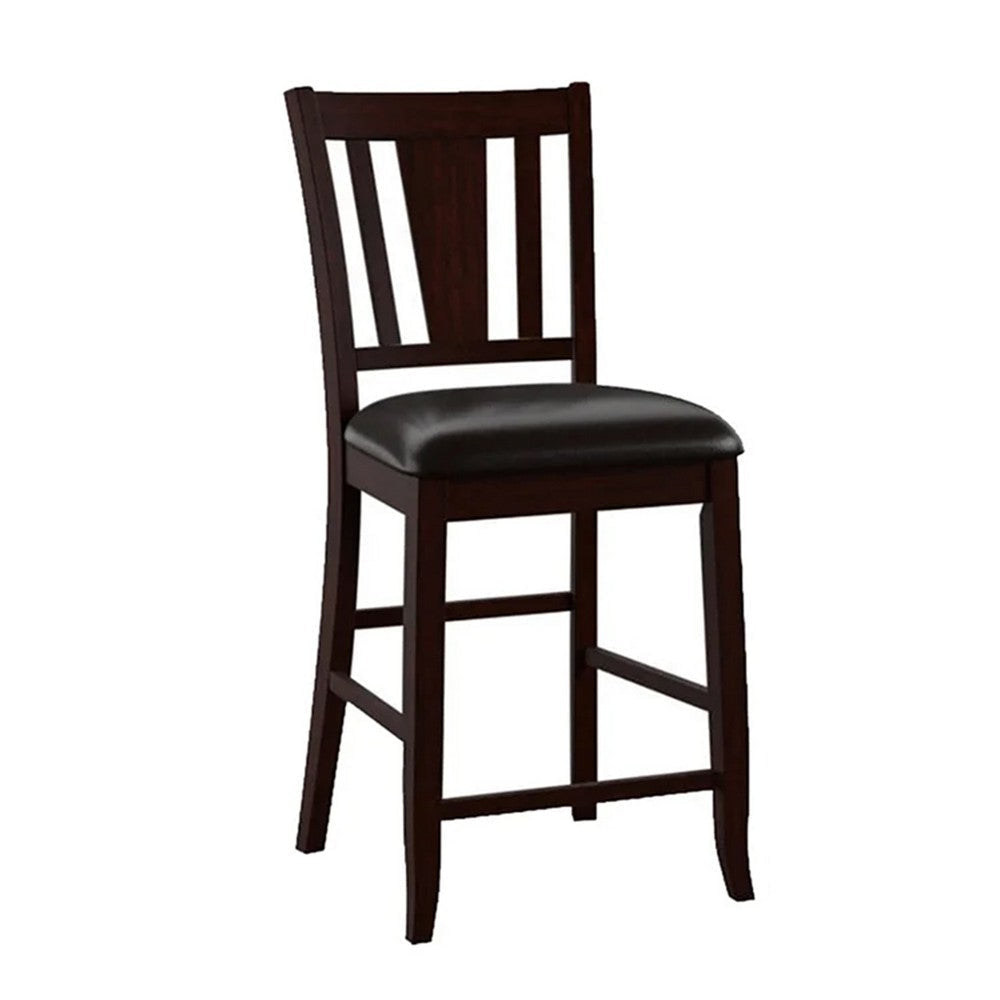 Demy 7pc Counter Height Table Chairs Set Brown Faux Leather Wood BM332468