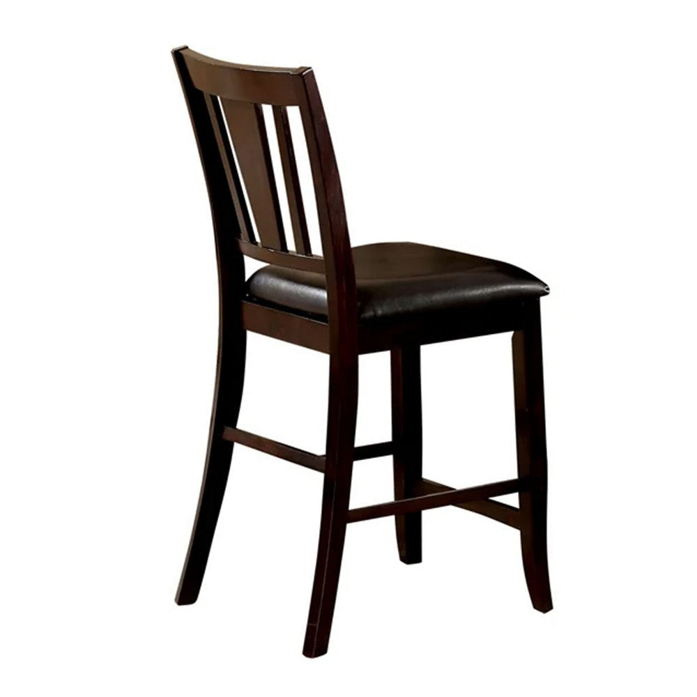 Demy 7pc Counter Height Table Chairs Set Brown Faux Leather Wood BM332468