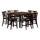Demy 7pc Counter Height Table, Chairs Set, Brown Faux Leather, Wood