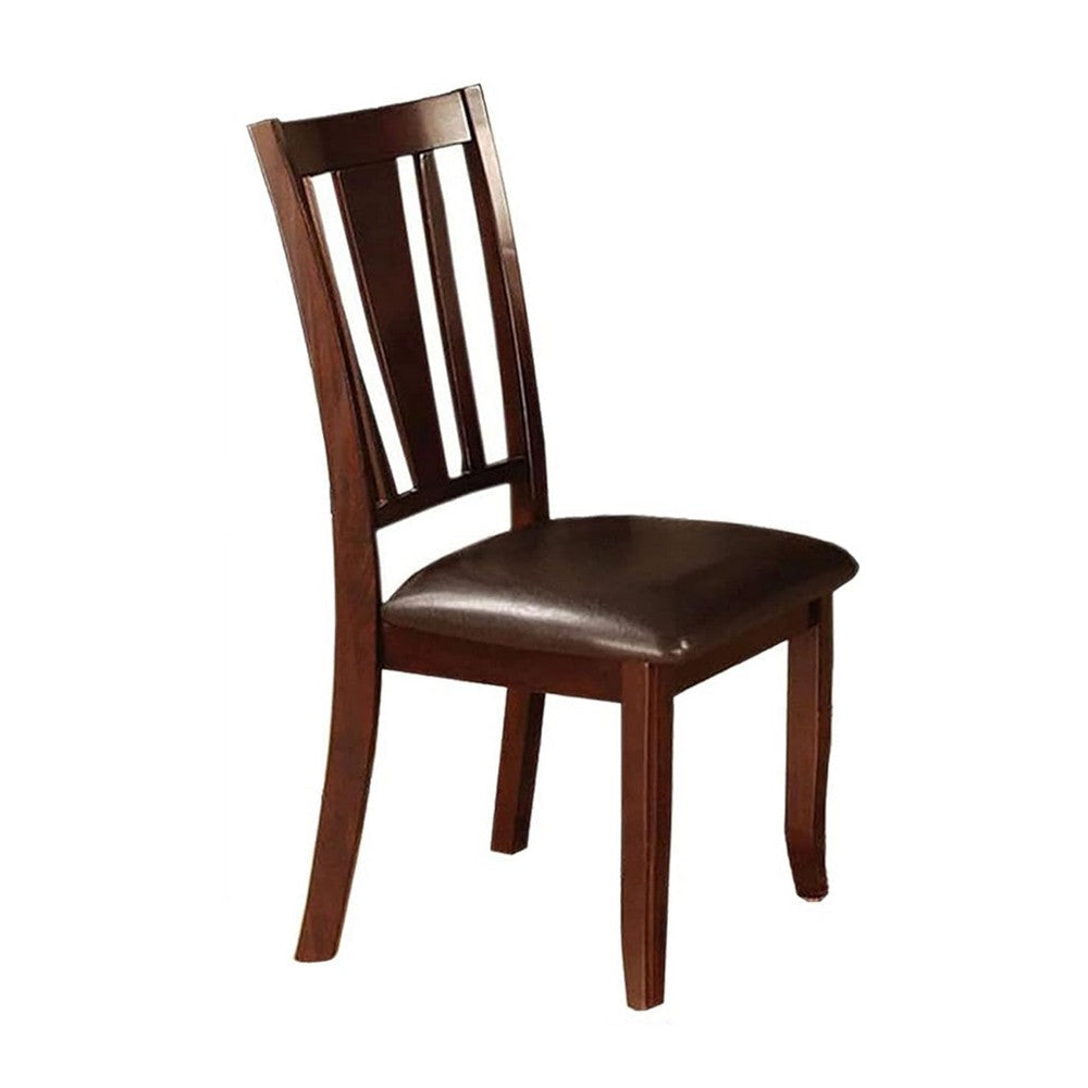 Demy 7pc Dining Table and 6 Chairs Set Espresso Brown Faux Leather BM332469